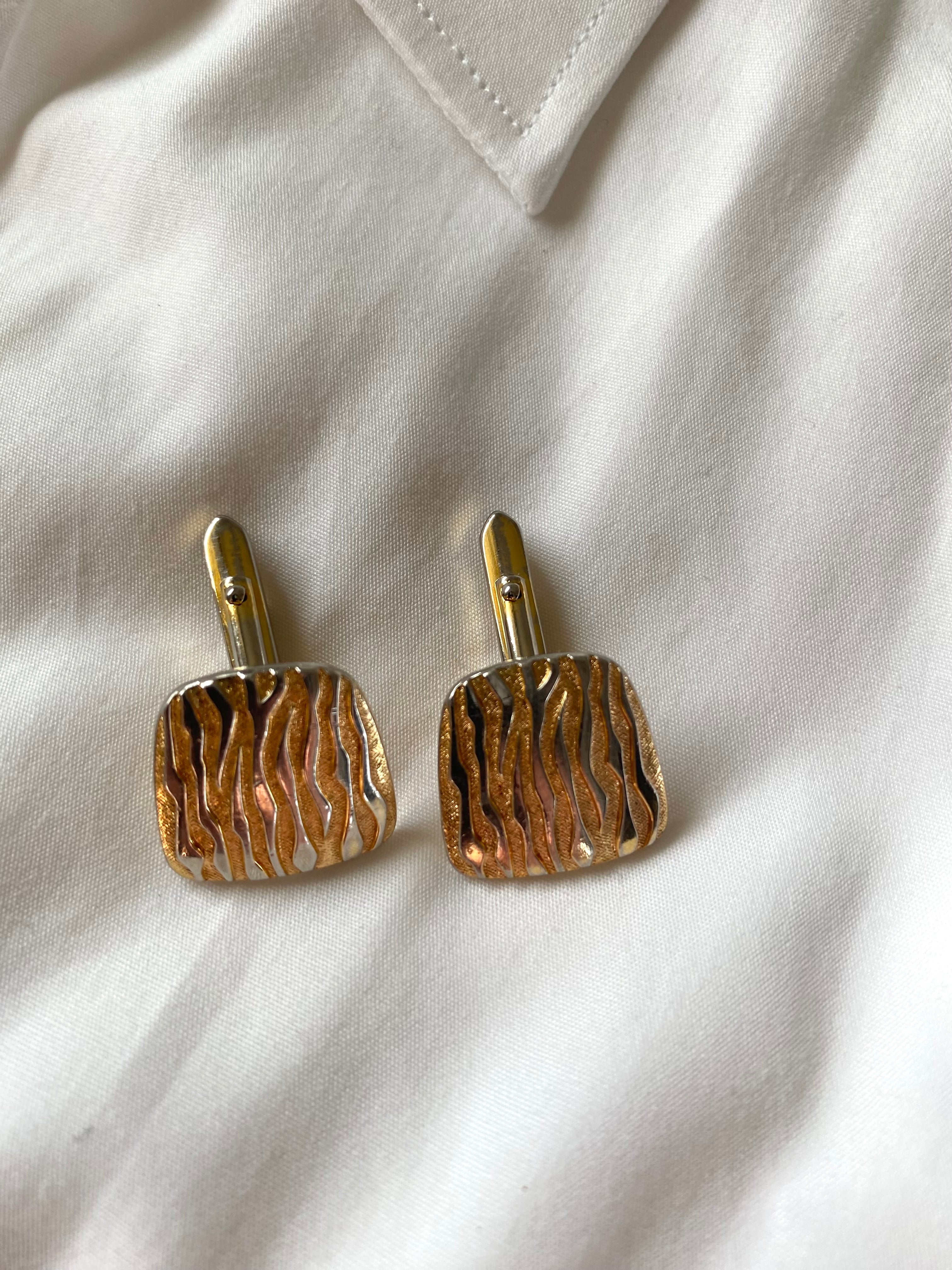 Duo Chemise blanche Homme (+ Manchettes) & Boucles d’oreilles « Inca » vintage