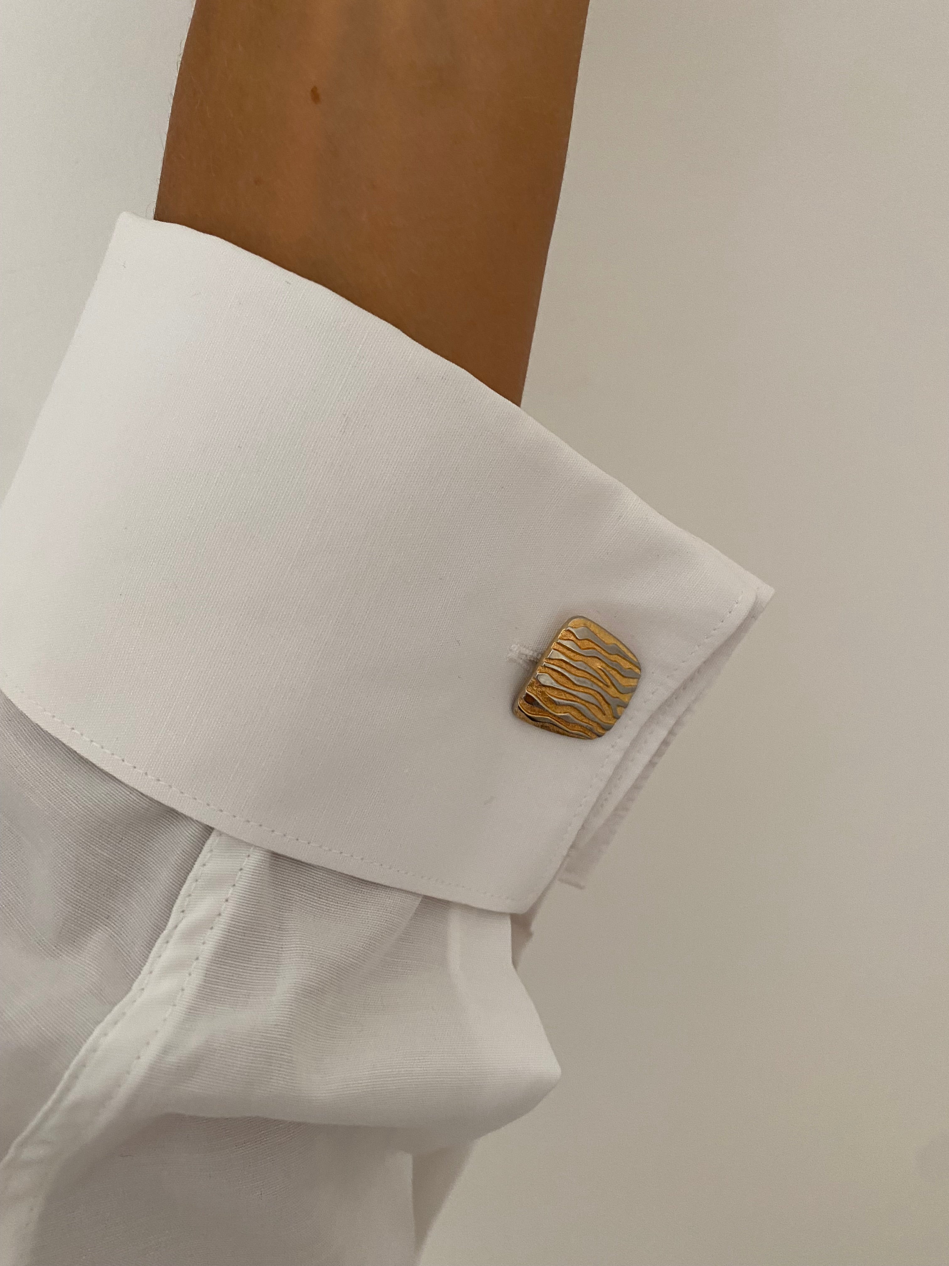 Duo Chemise blanche Homme (+ Manchettes) & Boucles d’oreilles « Inca » vintage