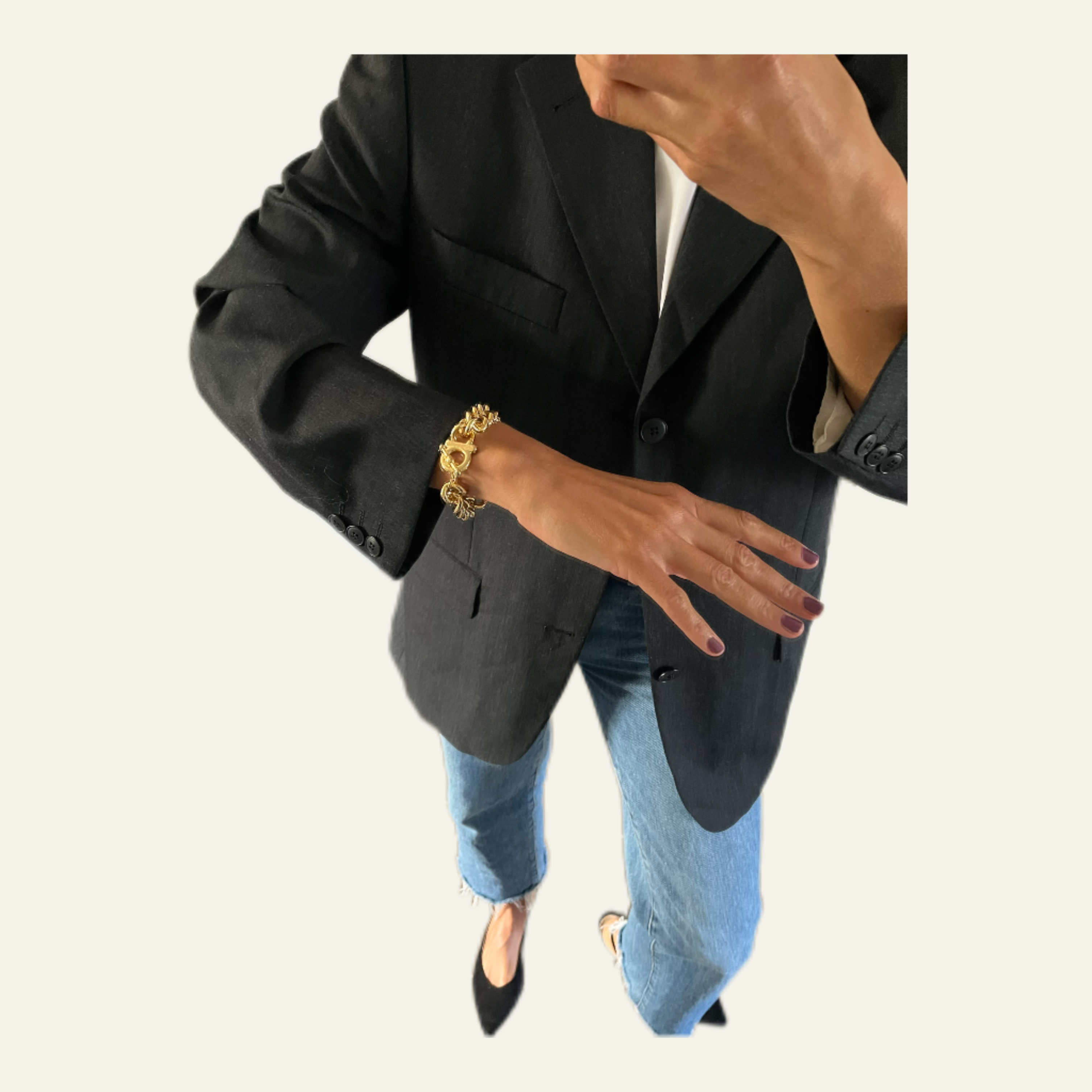 Duo Blazer Homme LUXE « YSL  anthracite » & Bracelet vintage