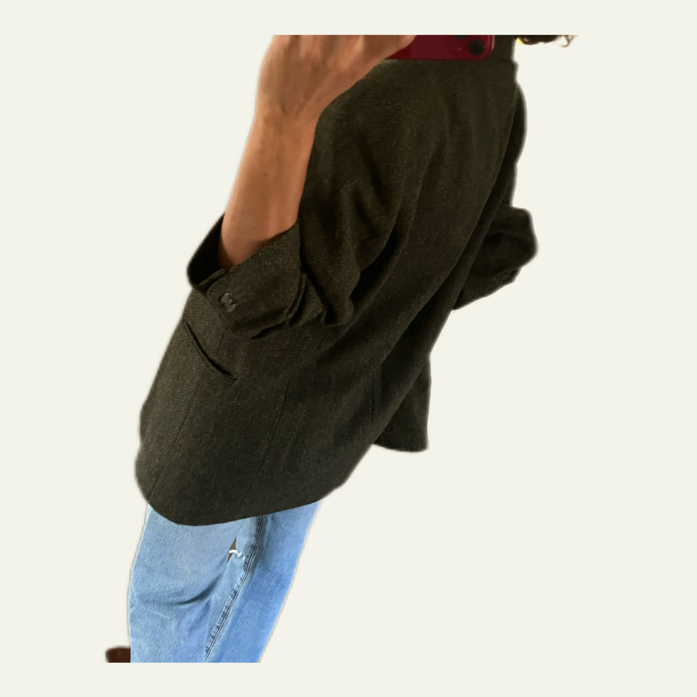 Duo Blazer Homme EDITORIAL ( super Oversize ) « Shetland »  & Sac cuir vintage