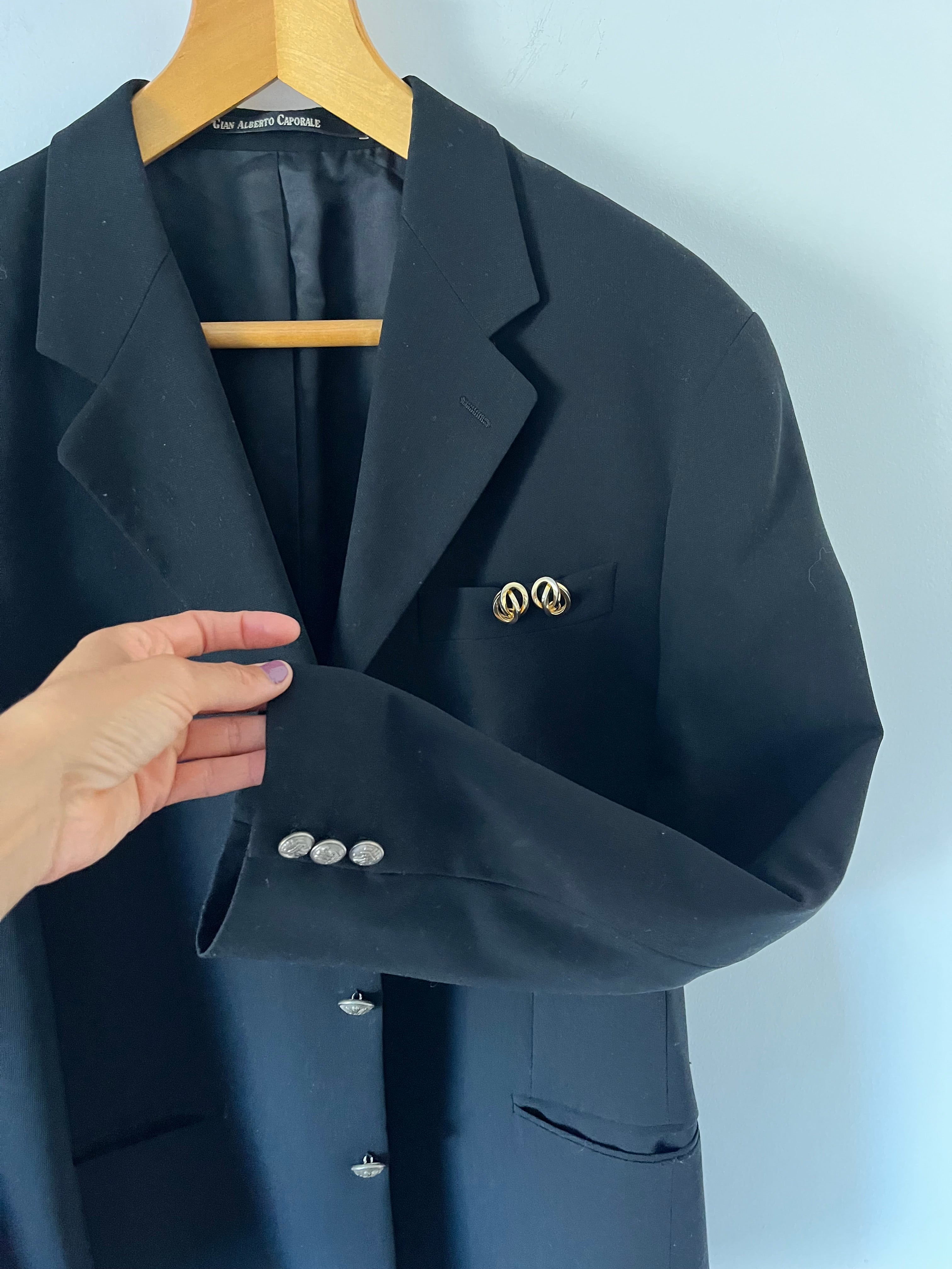 Duo Blazer Homme  EDITORIAL ( super Oversize ) &  Boucles d’oreilles vintage « infini »