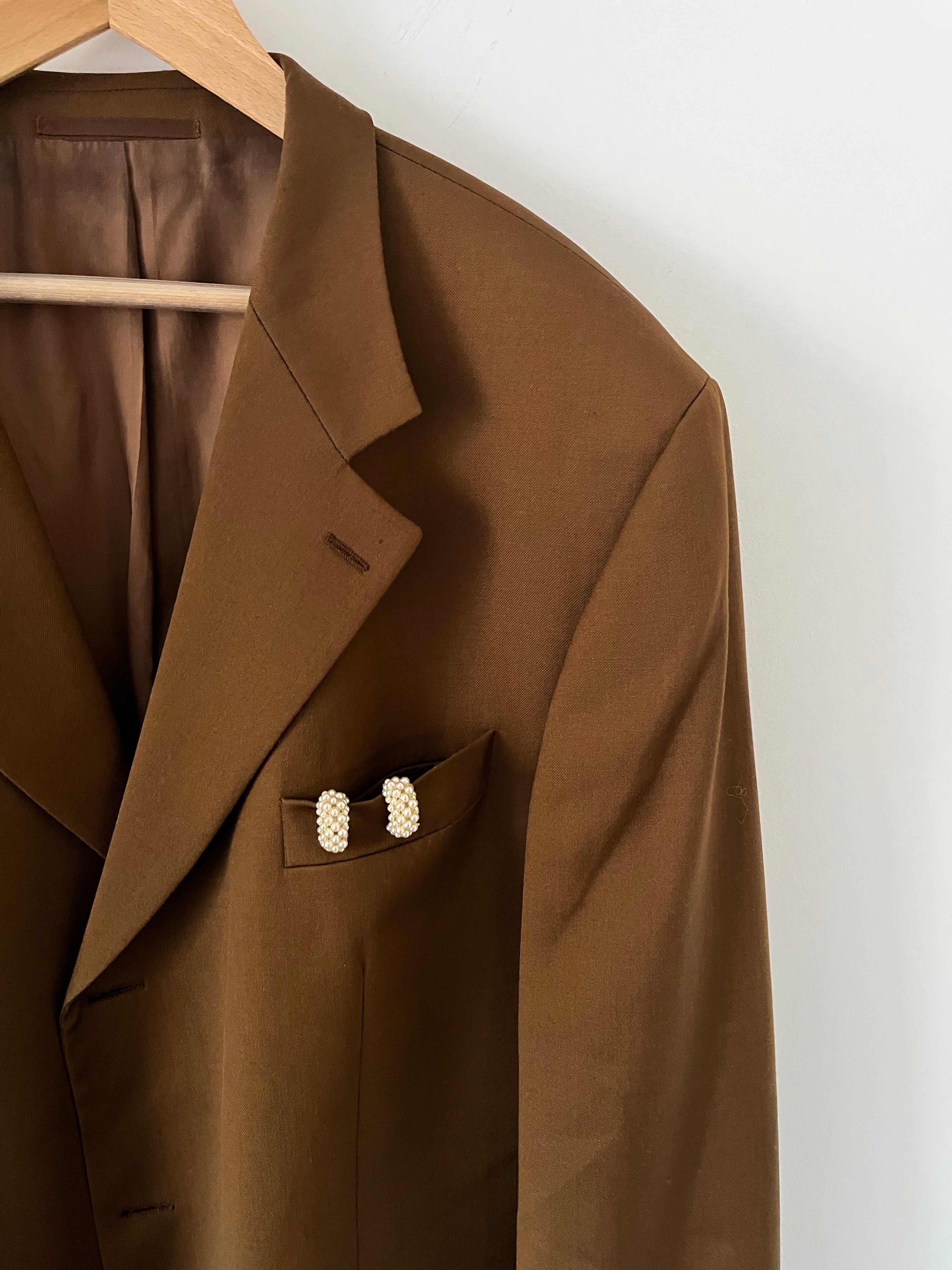 Duo Blazer Homme EDITORIAL (super Oversize) & Boucles d’oreilles « Nacrées » vintage