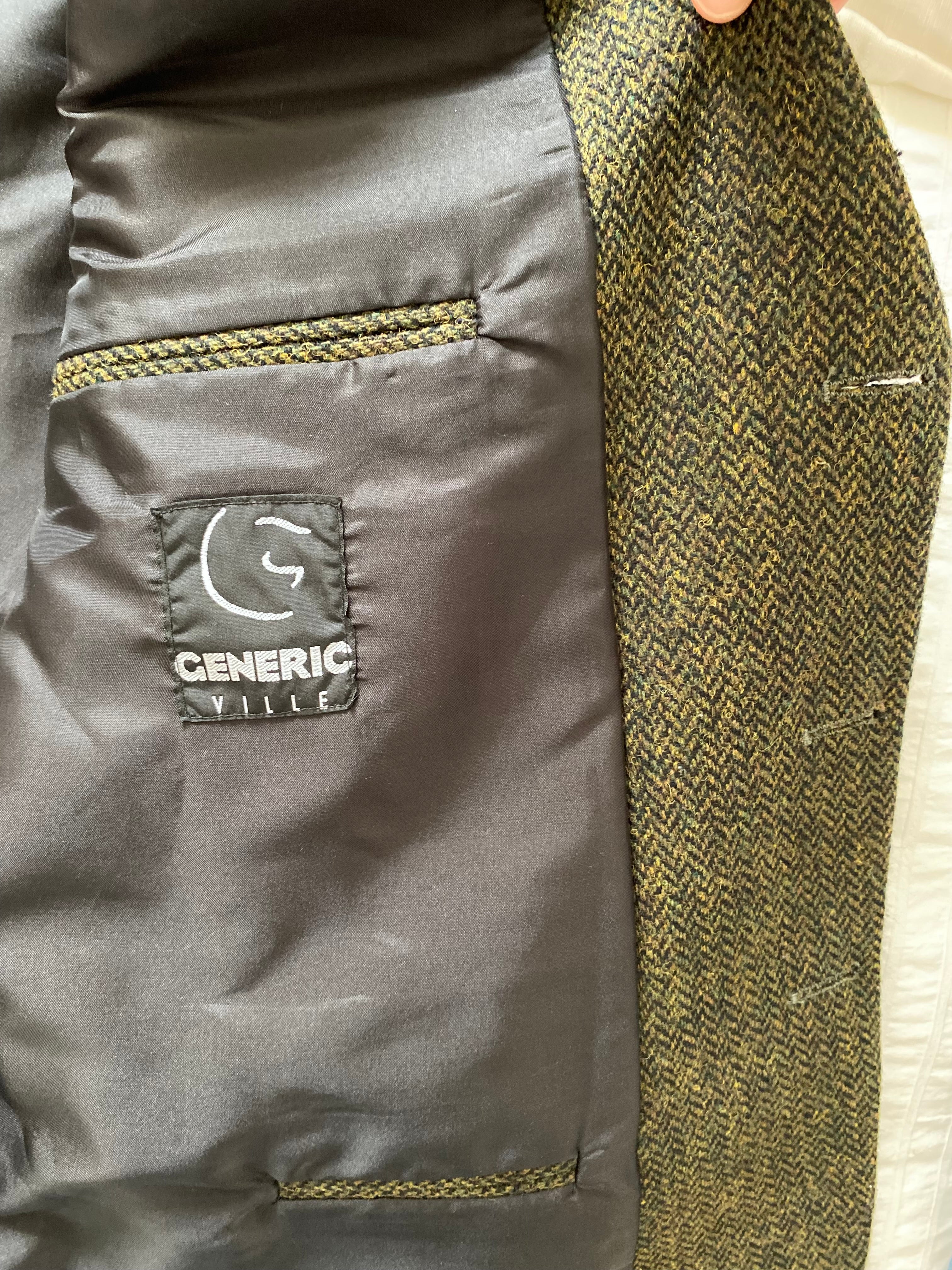 Duo Blazer Homme EDITORIAL ( super Oversize ) « Shetland »  & Sac cuir vintage