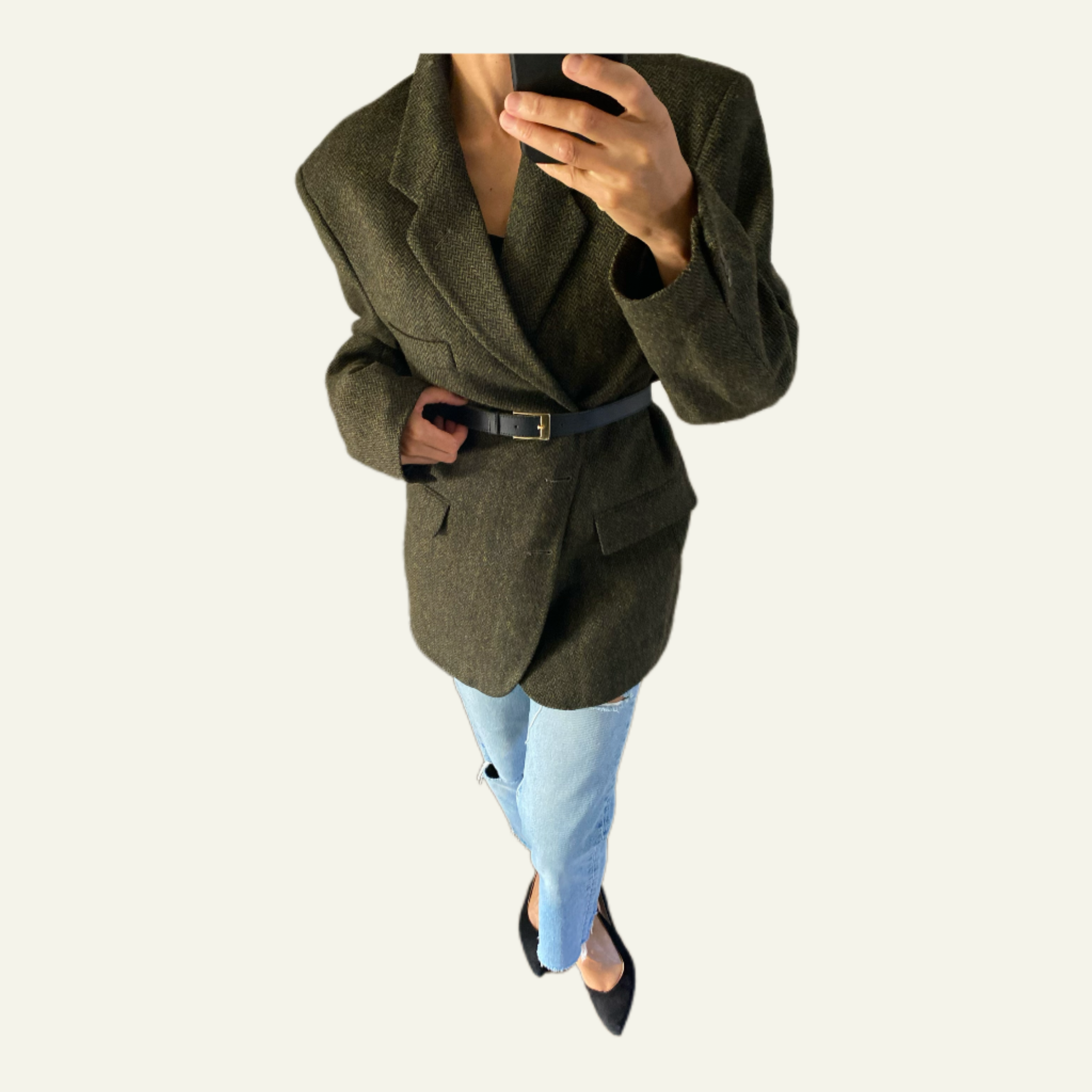 Duo Blazer Homme EDITORIAL ( super Oversize ) « Shetland »  & Sac cuir vintage