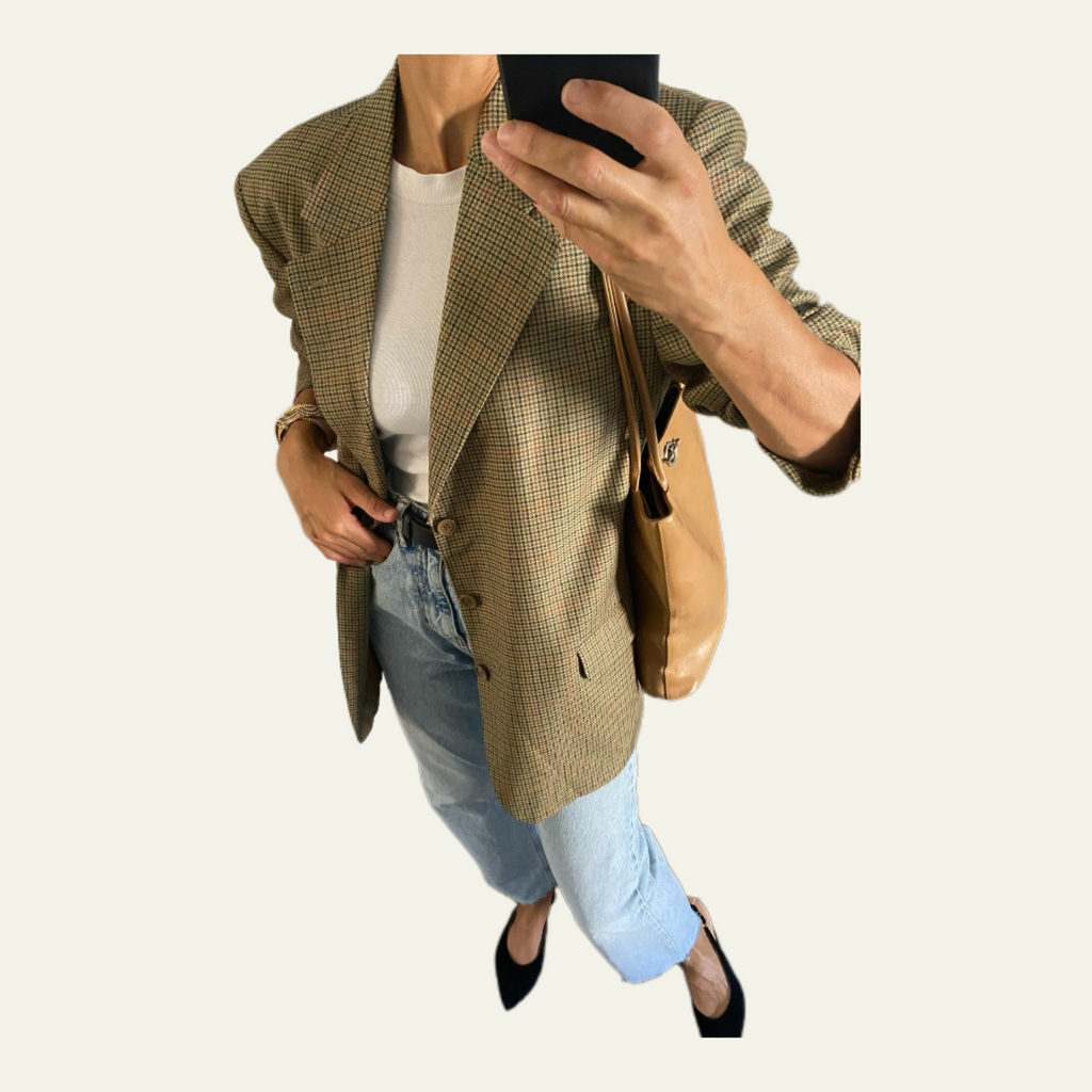 Duo Blazer Homme OVERSIZE « Tartan » & Sac cuir