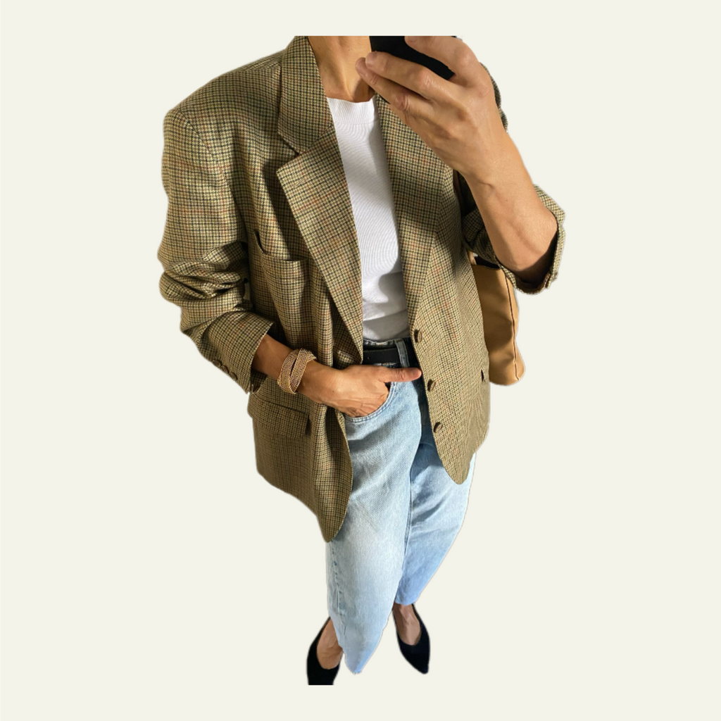 Duo Blazer Homme OVERSIZE « Tartan » & Sac cuir