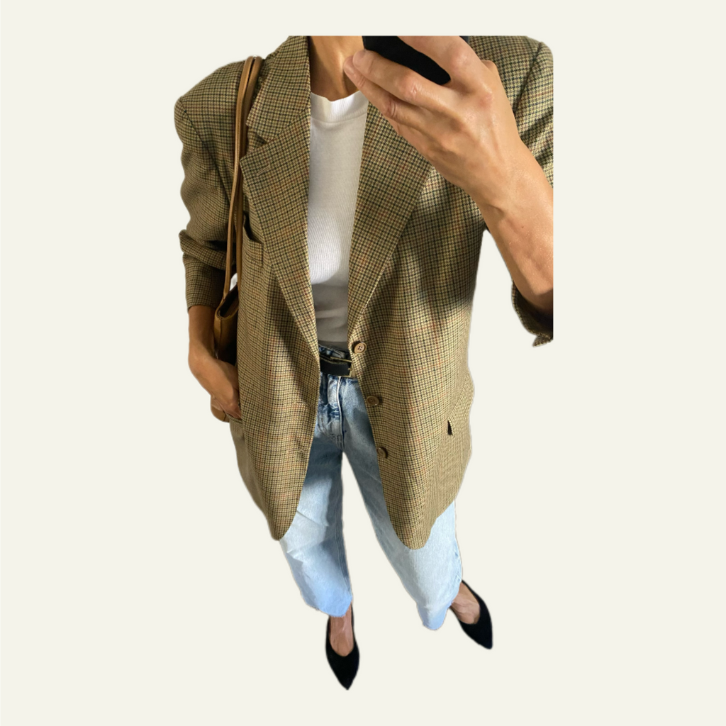 Duo Blazer Homme OVERSIZE « Tartan » & Sac cuir