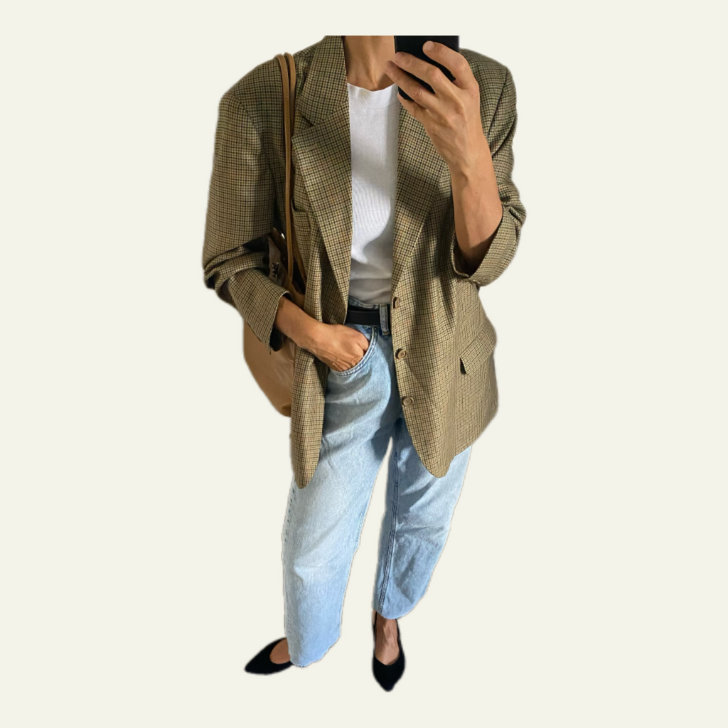 Duo Blazer Homme OVERSIZE « Tartan » & Sac cuir