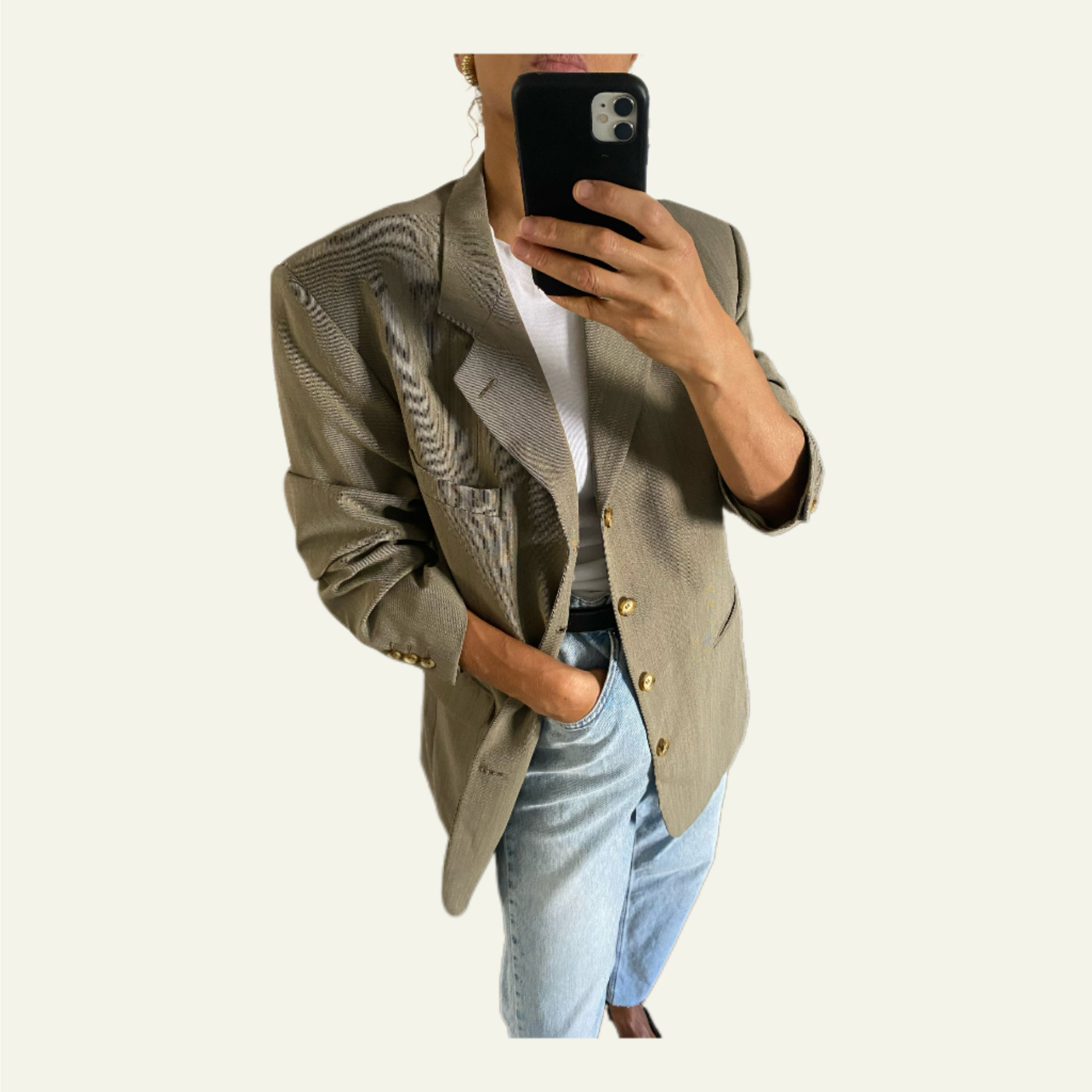 Duo Blazer Homme EDITORIAL ( super Oversize) & Boucles d’oreilles « Accordéon » vintage