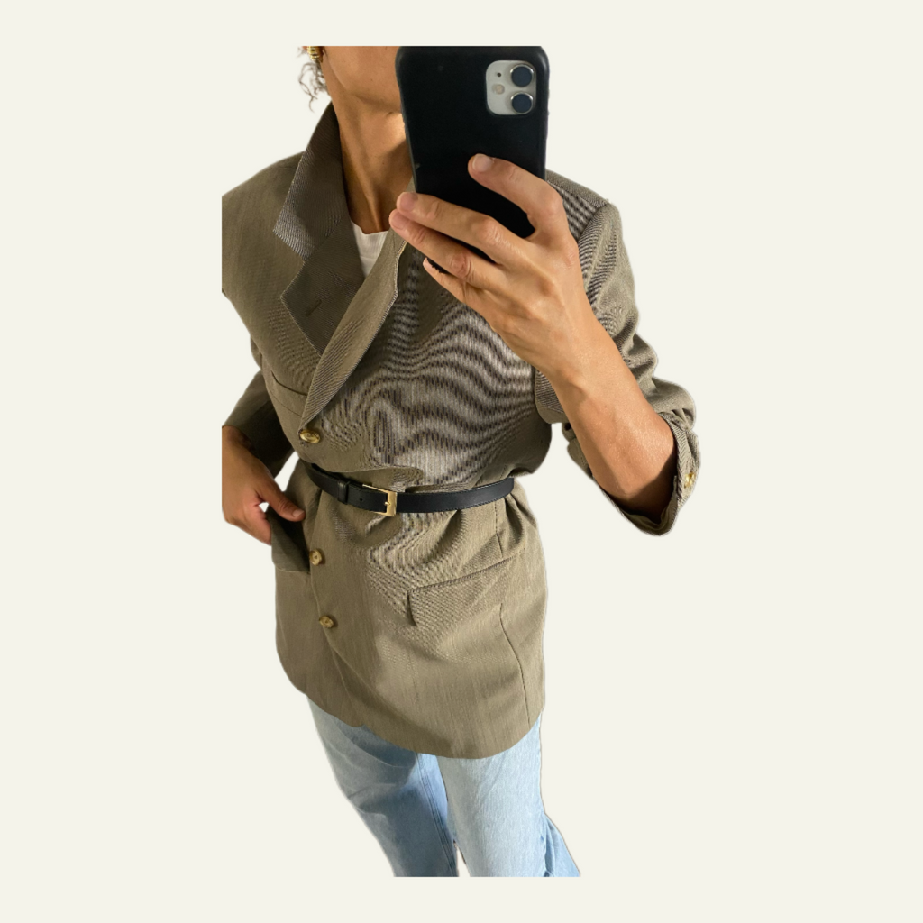 Duo Blazer Homme EDITORIAL ( super Oversize) & Boucles d’oreilles « Accordéon » vintage