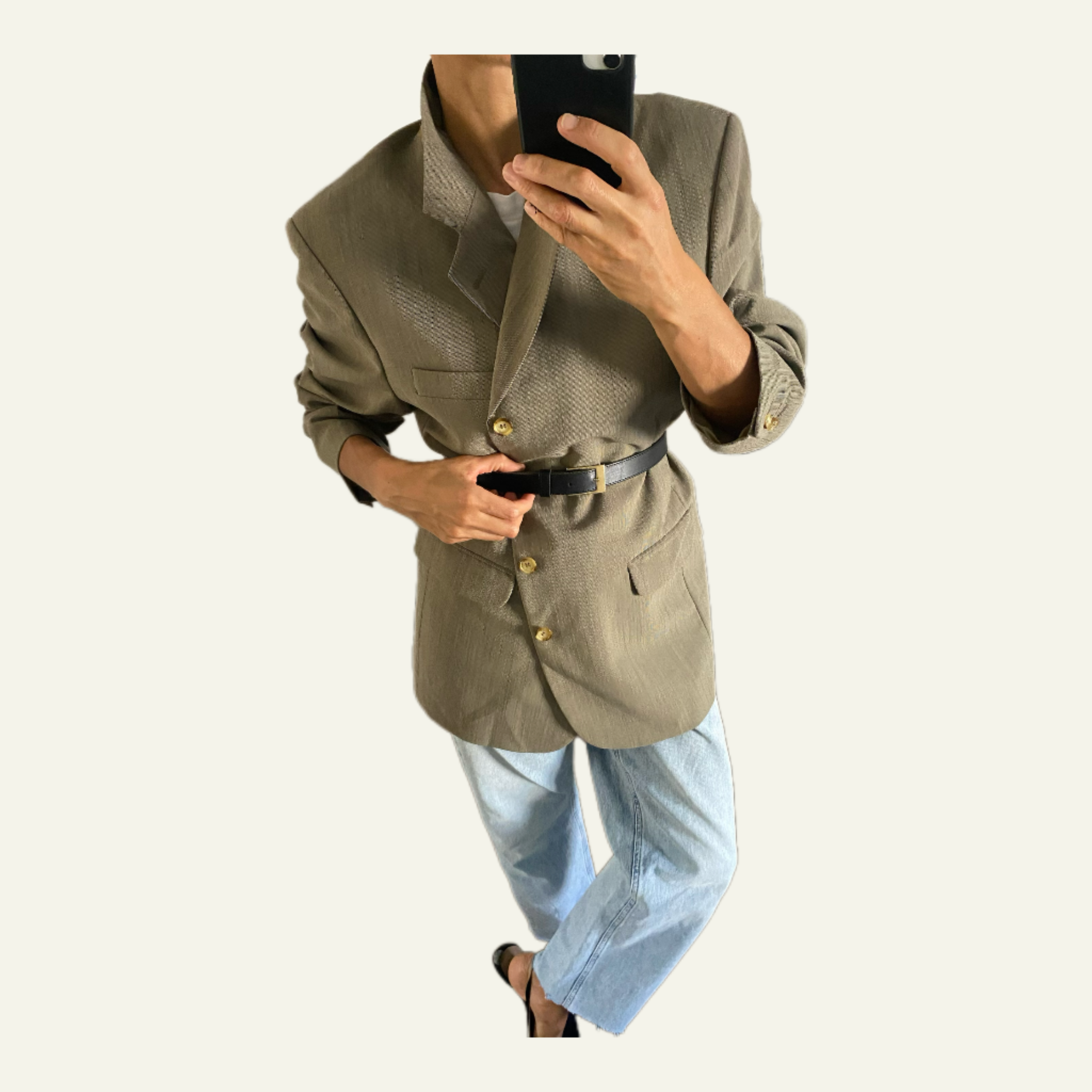 Duo Blazer Homme EDITORIAL ( super Oversize) & Boucles d’oreilles « Accordéon » vintage