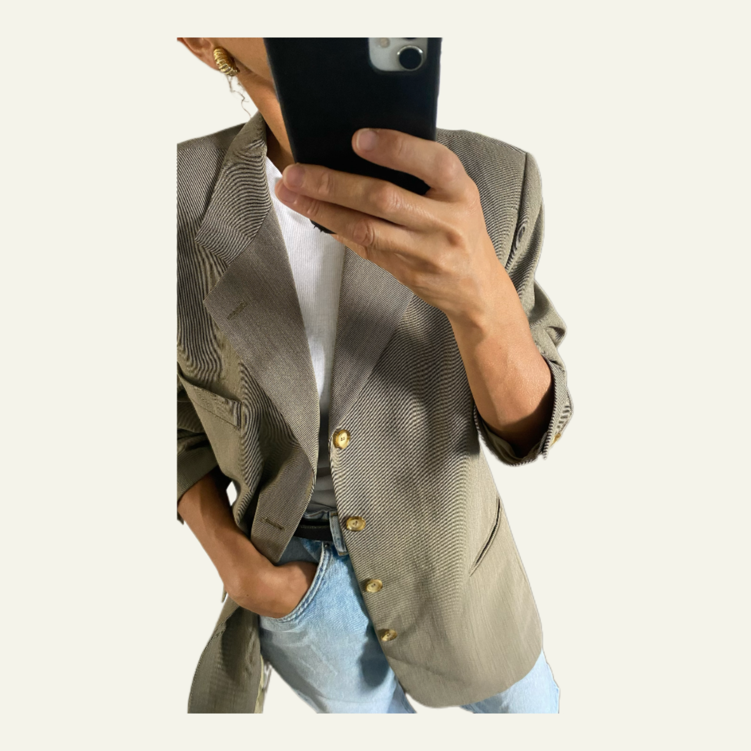 Duo Blazer Homme EDITORIAL ( super Oversize) & Boucles d’oreilles « Accordéon » vintage