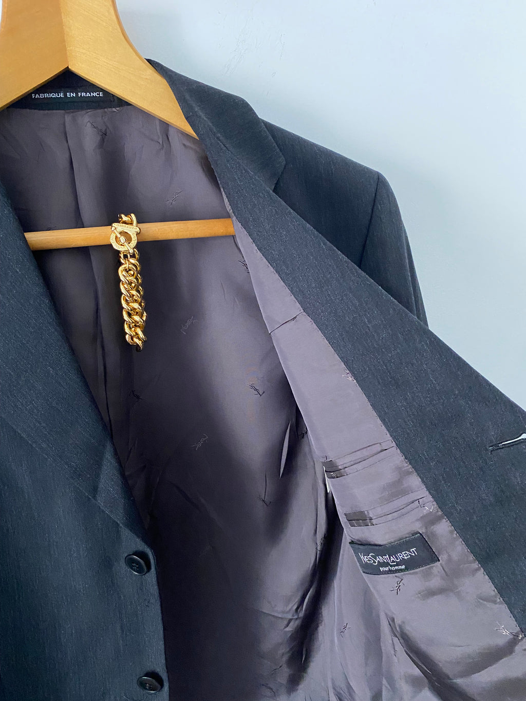 Duo Blazer Homme LUXE « YSL  anthracite » & Bracelet vintage