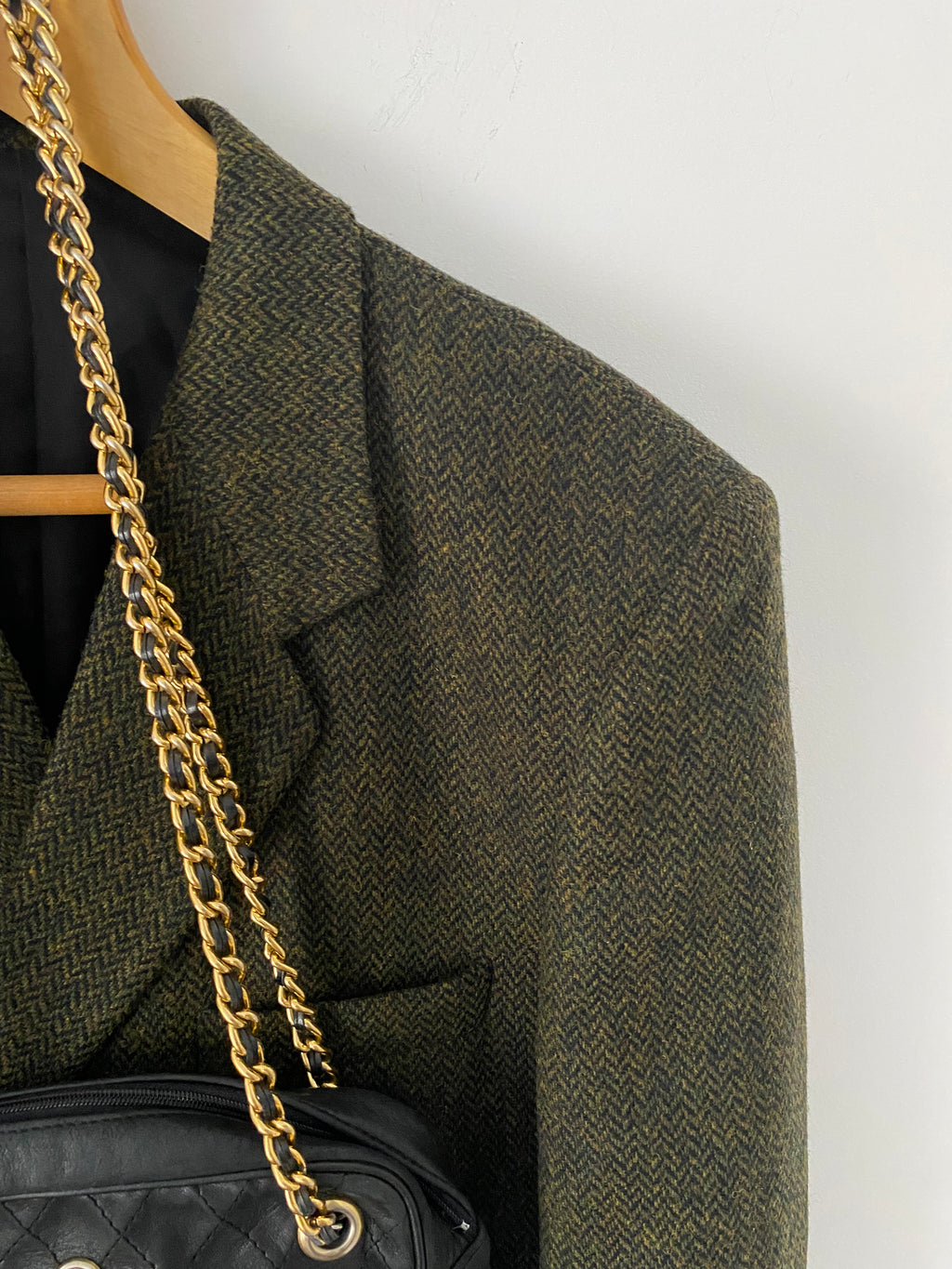 Duo Blazer Homme EDITORIAL ( super Oversize ) « Shetland »  & Sac cuir vintage