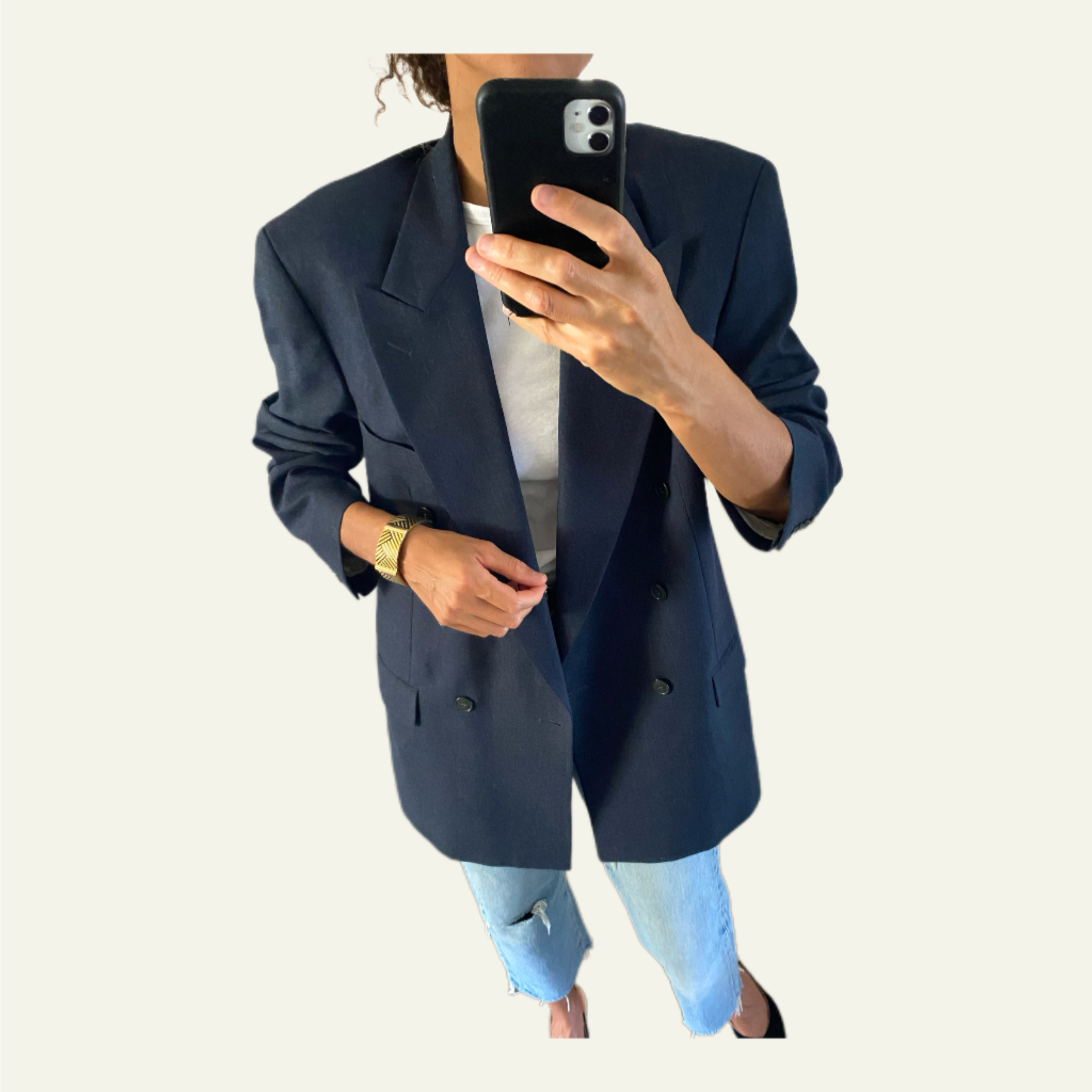 LUXE Men’s Blazer “YSL blue gray” & Vintage Bracelet Duo