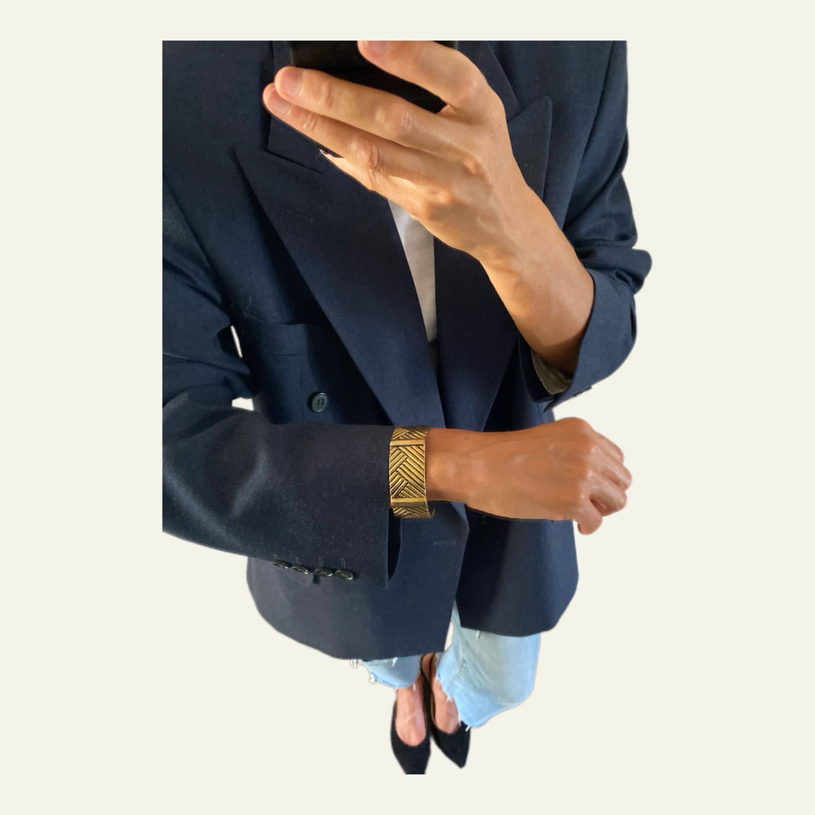 LUXE Men’s Blazer “YSL blue gray” & Vintage Bracelet Duo
