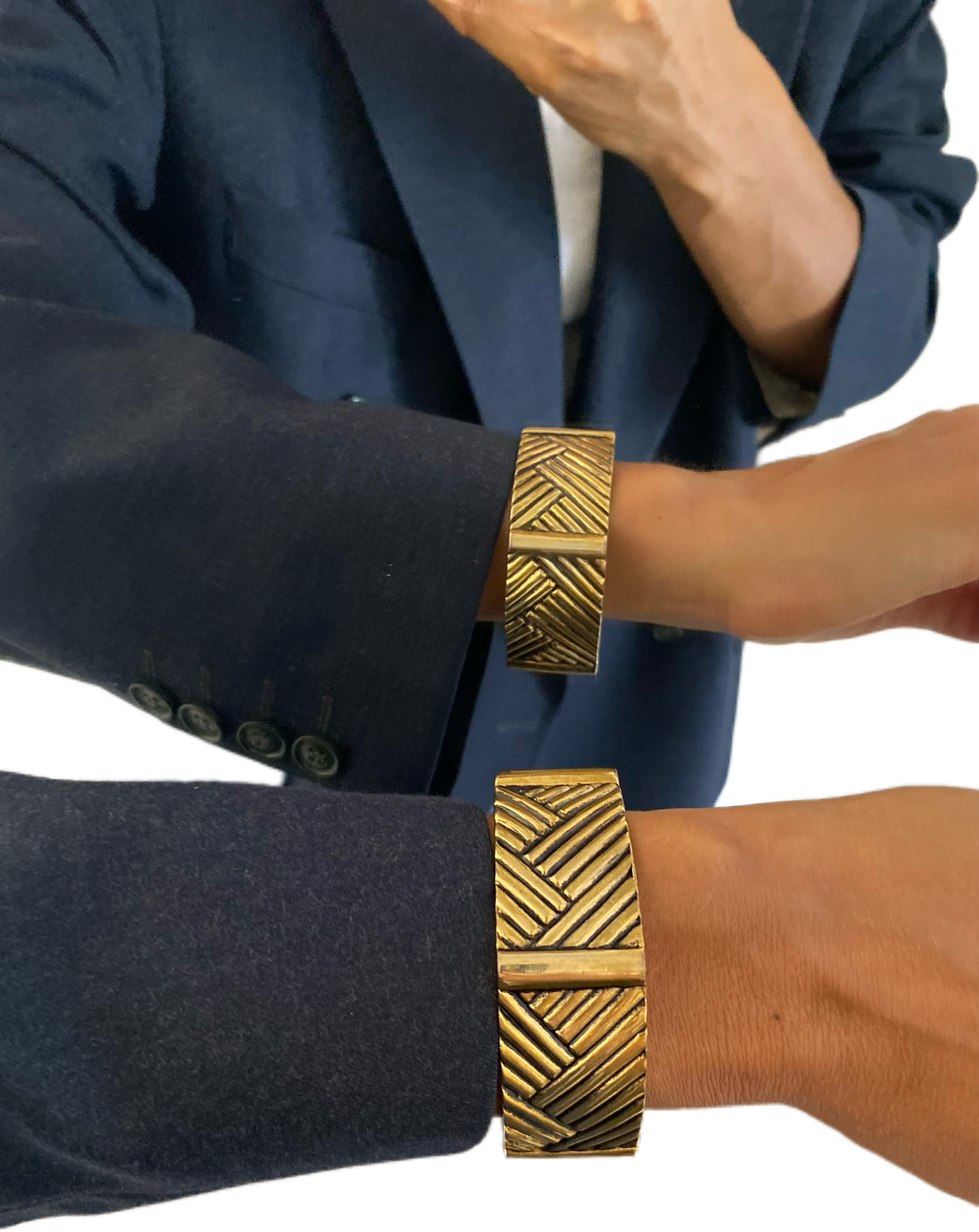 LUXE Men’s Blazer “YSL blue gray” & Vintage Bracelet Duo