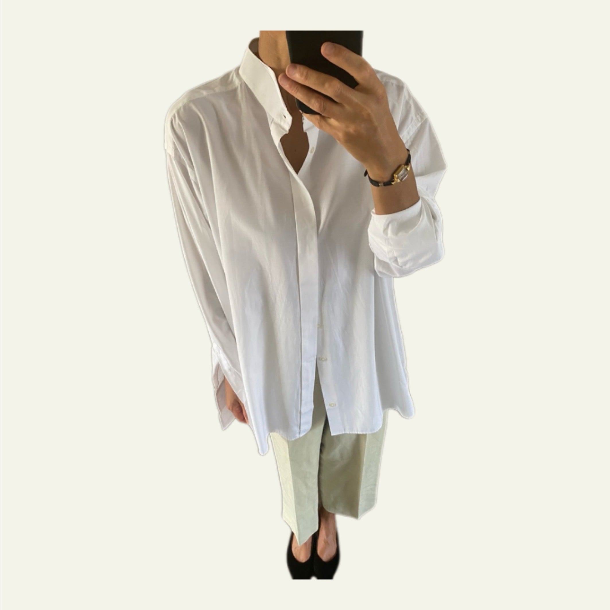 Duo Chemise blanche Homme & Boucles d’oreilles « Léopard » vintage