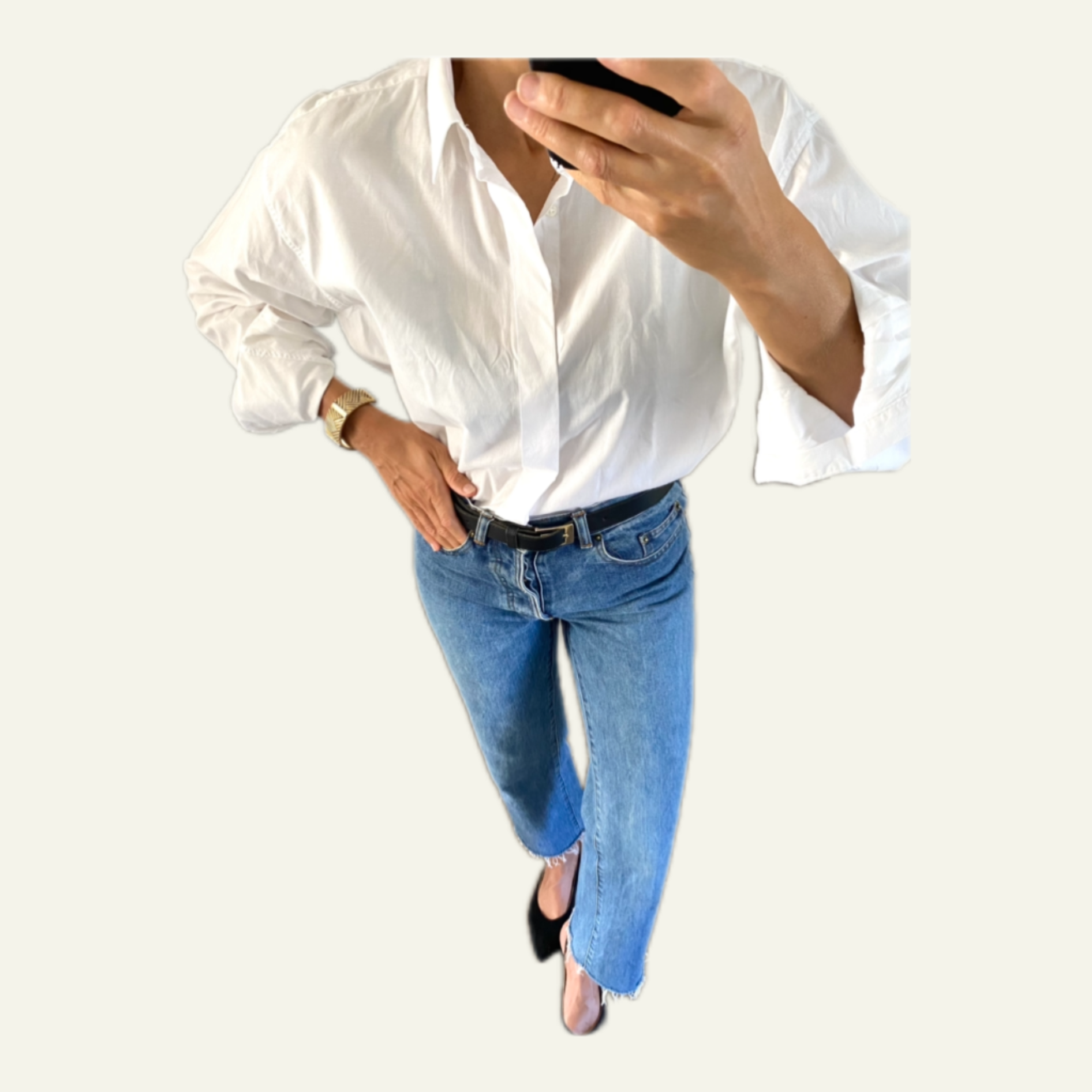 Duo Chemise blanche Homme oversize (+ Manchettes)  & Boucles d’oreilles « Donut’s»