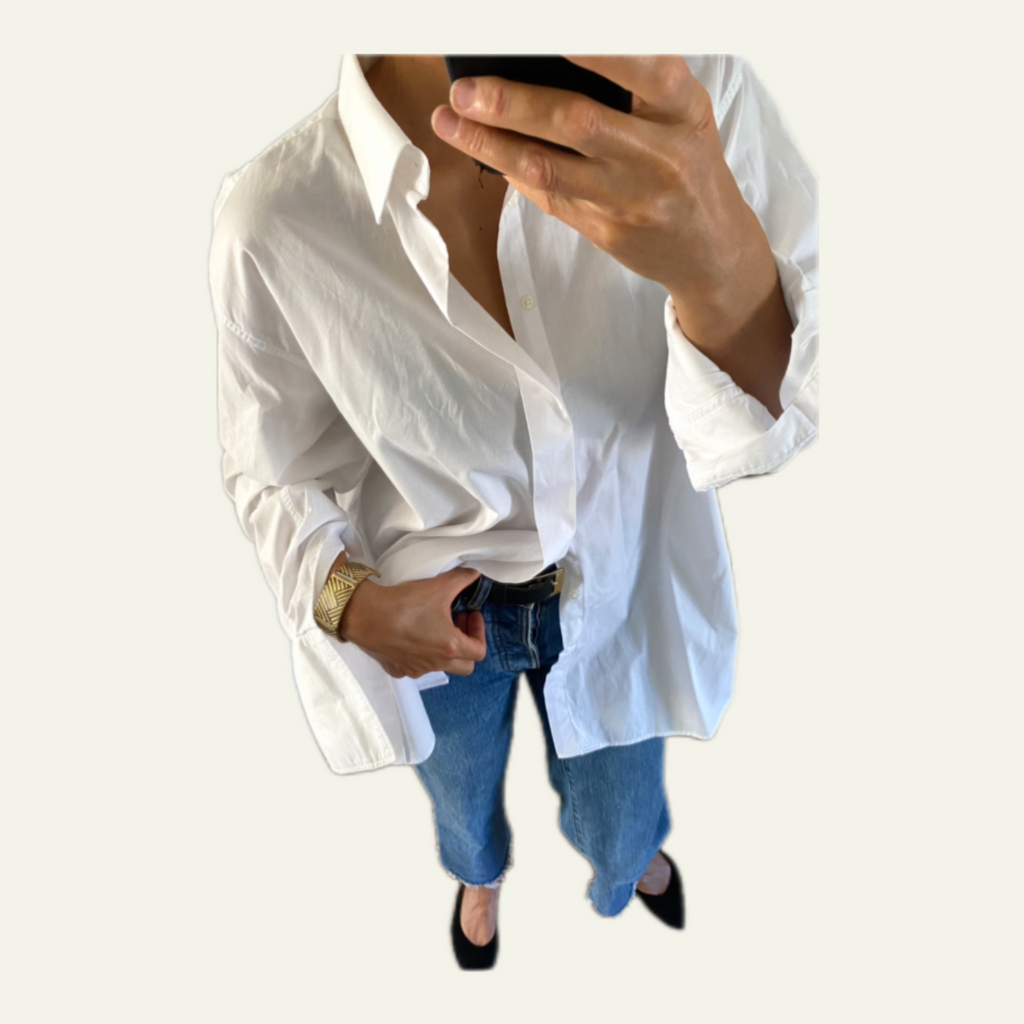 Duo Chemise blanche Homme oversize (+ Manchettes)  & Boucles d’oreilles « Donut’s»