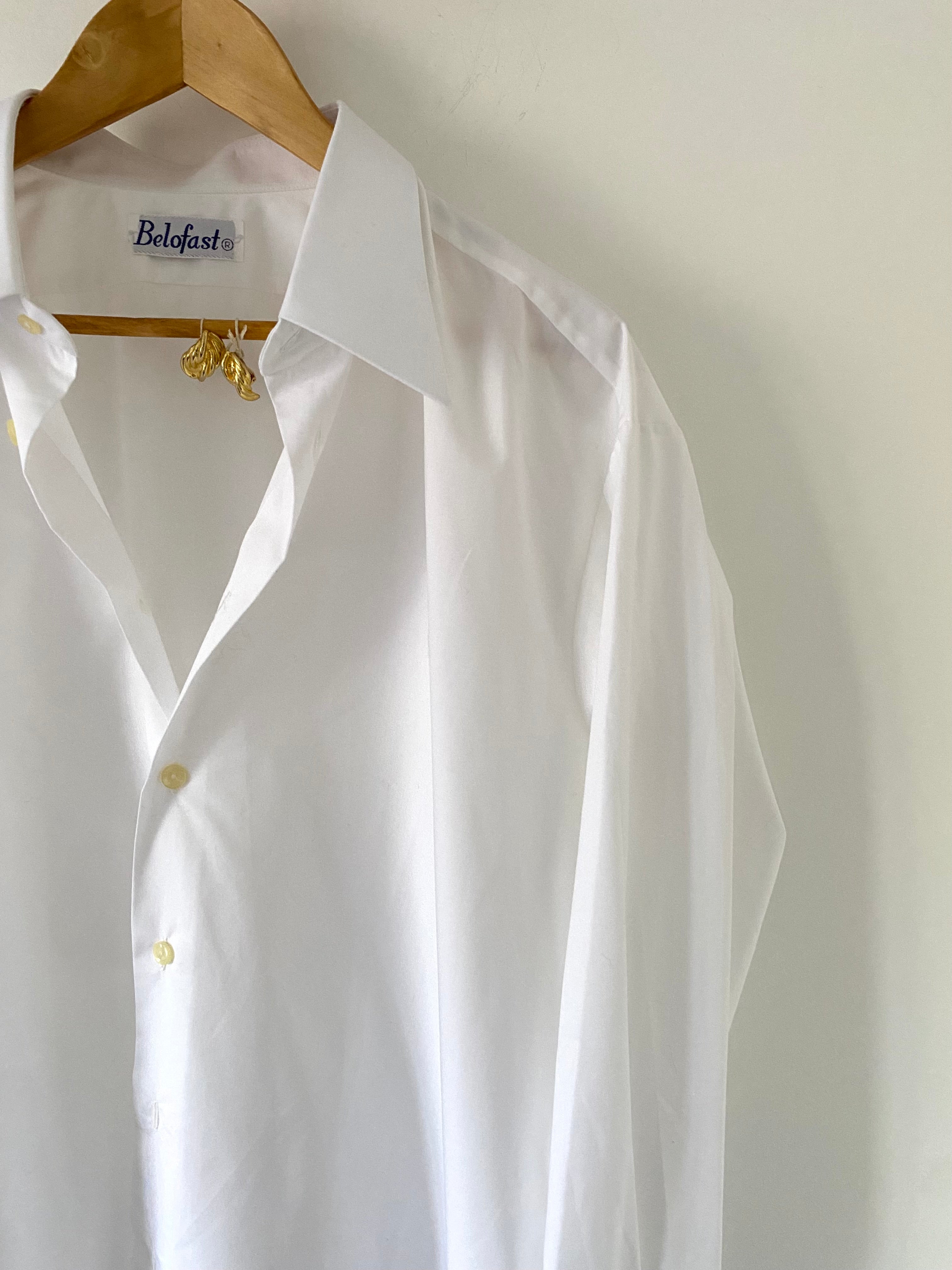 Men's white shirt (+ cuffs) & vintage "Gala" earrings Duo