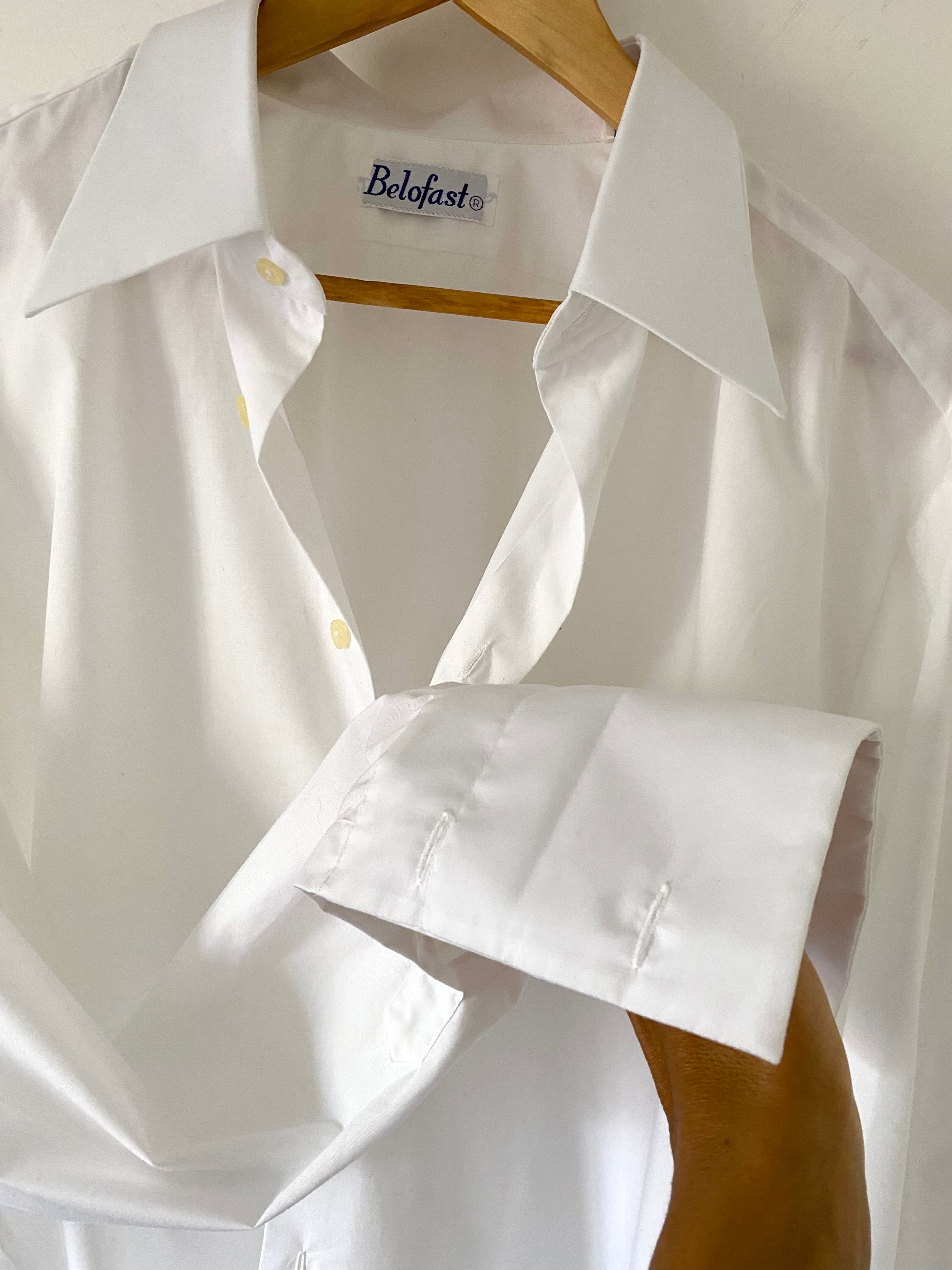 Men's white shirt (+ cuffs) & vintage "Gala" earrings Duo