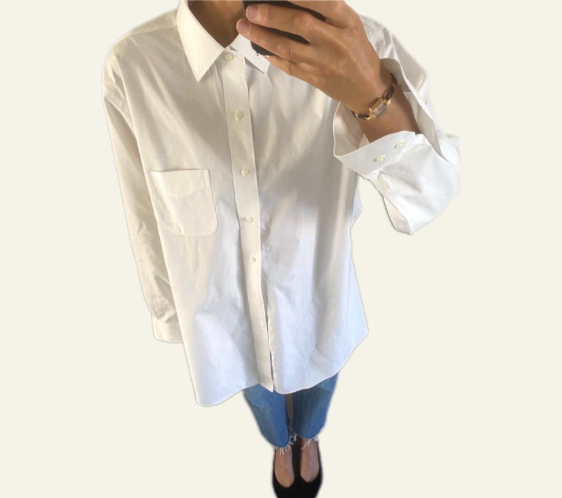 Duo Chemise blanche Homme oversize & Sac  « Cuir tresse » vintage