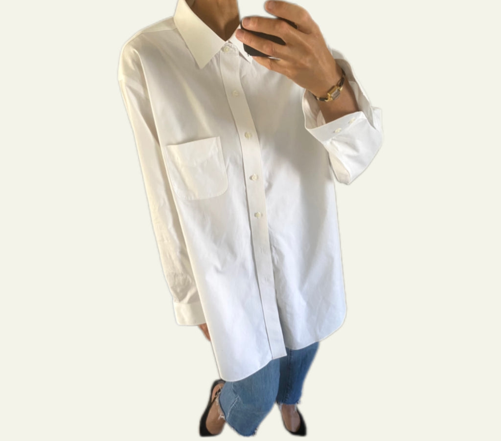 Duo Chemise blanche Homme oversize & Sac  « Cuir tresse » vintage